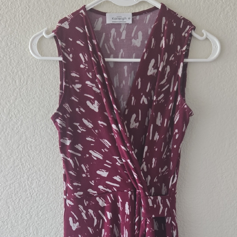 Kaileigh Burgundy and White Patterned Midi Dress